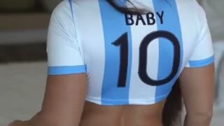 Angie Varona Boob Tease Wearing Nippies And Football Jersey OF Video Leaked
