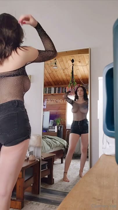 Watch Carmen Rae Black Lingerie Striptease with Big Tits POV