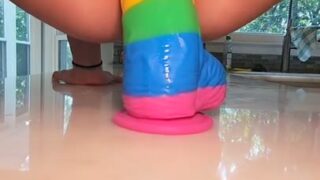BigBootyBaileyVIP Bounces On Her Thick Colorful Dildo